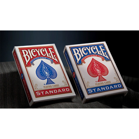 Cartes à jouer standard de vélo en boîtier mixte rouge / bleu (12pk) avec onglets de suspension individuels sur le pont par USPC