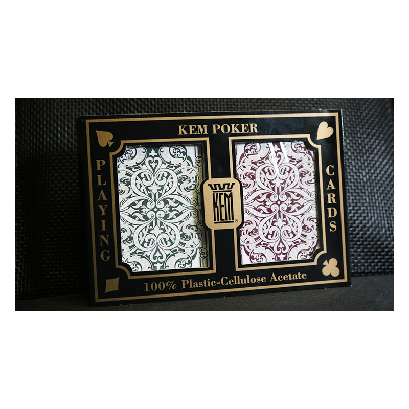 KEM Poker Plastic Playing Cards Jacquard (Purple and Green 2 Deck Set Standard Index) - Trick wwww.jeux2cartes.fr