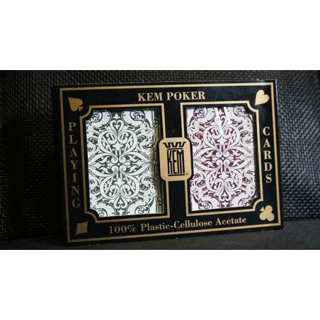 KEM Poker Plastic Playing Cards Jacquard (Purple and Green 2 Deck Set Standard Index) - Trick wwww.jeux2cartes.fr